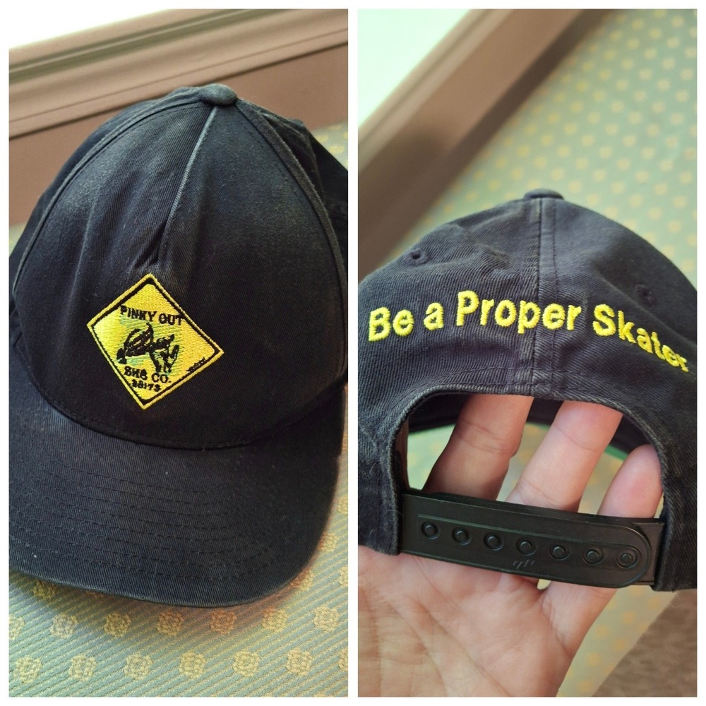 Pinky Out 'Be A Proper Skater" Men's Black Embroidered Cotton Hat Cap